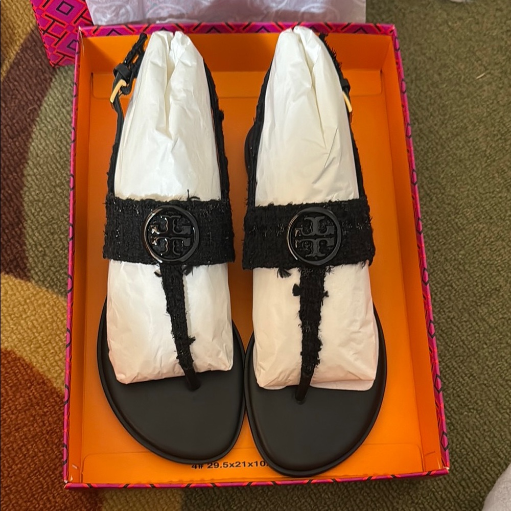 NWT Tory Burch Black Tweed Women's Sandals
